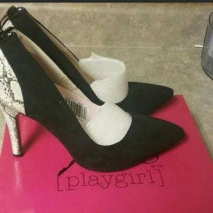 Snakeskin Leather & Suede Heels